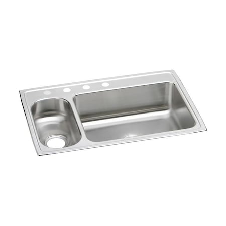 Elkay Lustertone Stainless Steel 33 X 22 X 7-7/8 30/70 Double Bowl Top Mount Sink LMR3322MR2